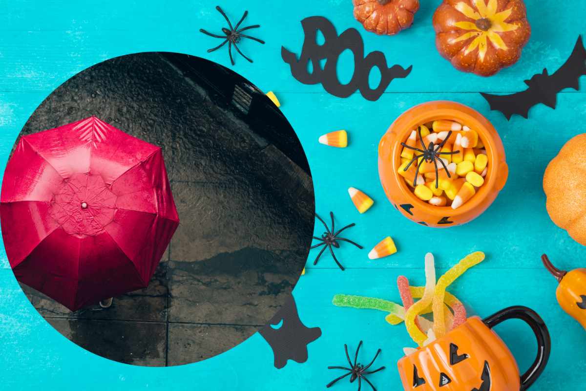 ombrello e decorazioni di halloween