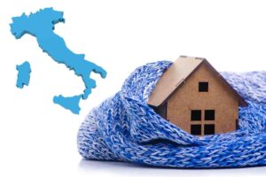 cartina italia e casa con intorno una sciarpa