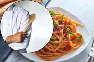 pasta all'amatriciana e chef