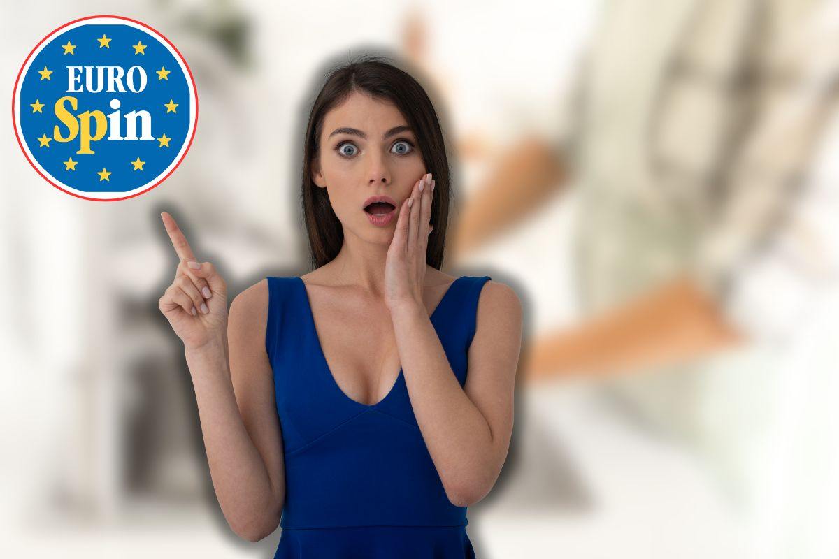 donna che lava i piatti, un'altra sorpresa e logo eurospin