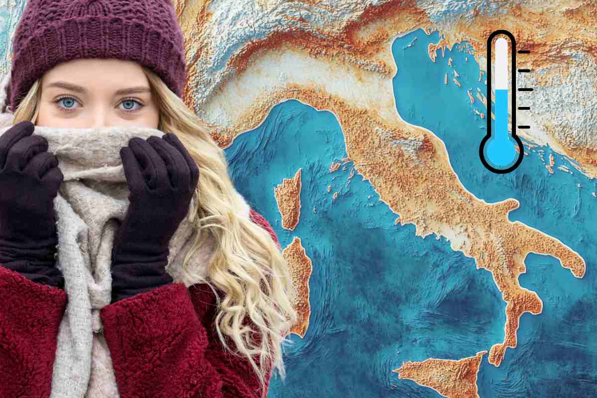 cartina italia donna freddo simbolo termometro