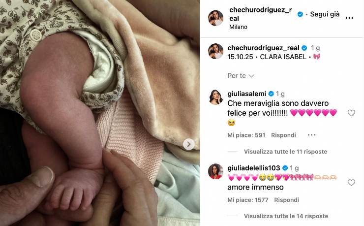 annuncio cecilia rodriguez su instagram