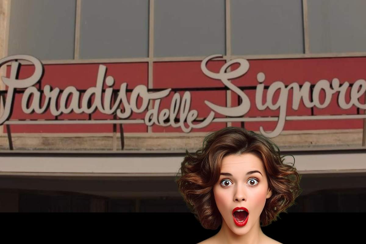 logo paradiso delle signore e donna stupita